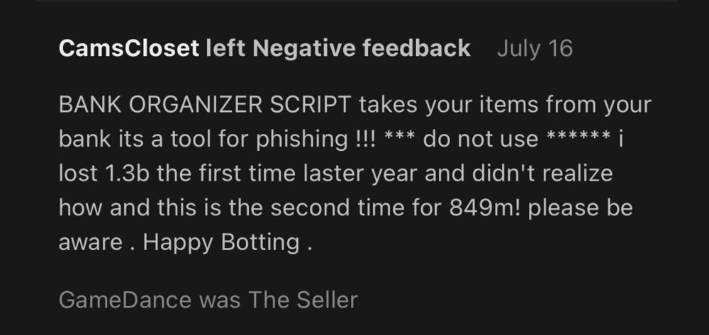 False Negative Feedback Dispute Archive OSBot 2007 OSRS Botting